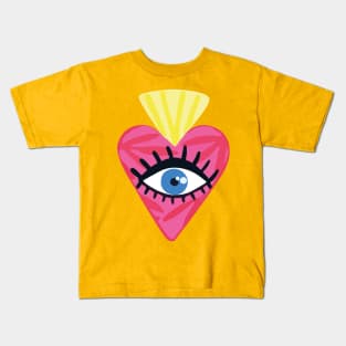 Cute mexican sacred heart milagrito adorable evil eye kawaii heart pattern decoration Kids T-Shirt